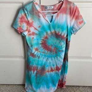 Multi-color tie-dye dress